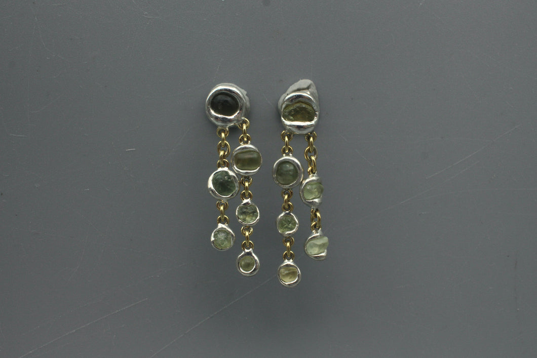 #1716, Wet Set Rough Sapphire Dangles